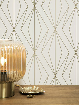 KEK Golden Lines wallpaper off-white/gold (2 sheets) MW-072 (Free Glue Included!)