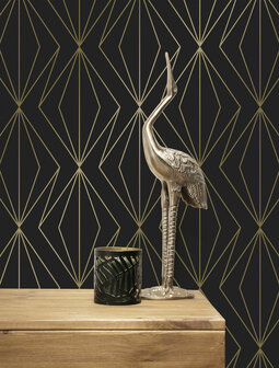 KEK Golden Lines wallpaper black/gold (2 sheets) MW-076 (Free Glue Included!)