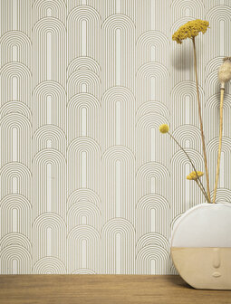 KEK Golden Lines wallpaper off-white/gold (2 sheets) MW-077 (Free Glue Included!)