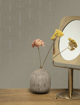 KEK Golden Lines wallpaper taupe/gold (2 sheets) MW-080 (Free Glue Included!)