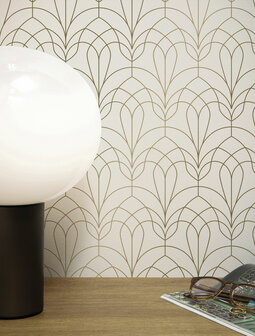 KEK Golden Lines wallpaper off-white/gold (2 sheets) MW-082 (Free Glue Included!)