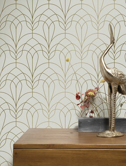 KEK Golden Lines wallpaper sand/gold (2 sheets) MW-083 (Free Glue Included!)