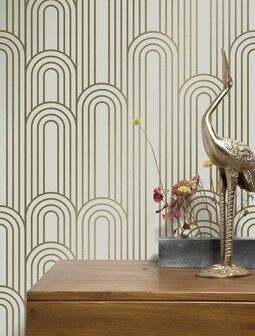 KEK Golden Lines wallpaper sand/gold (2 sheets) MW-088 (Free Glue Included!)