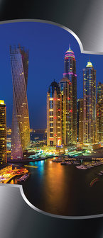 Dubai Skyscrapers at Night Door Mural Photo Wallpaper 2202VET