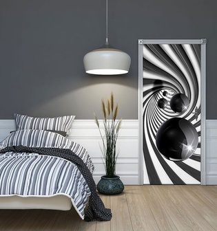 3D Black and White Tunnel Door Mural Photo Wallpaper 3065VET