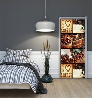 I Love Coffee Collage Door Mural Photo Wallpaper 3459VET