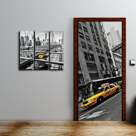 Yellow Cabs  Door Mural Photo Wallpaper 2766VET