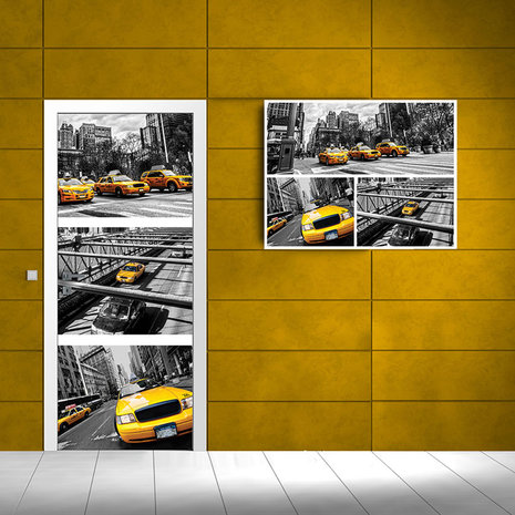 Yellow Cabs Collage Door Mural Photo Wallpaper 2767VET