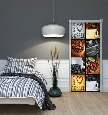 I Love Coffee Collage Door Mural Photo Wallpaper 3460VET