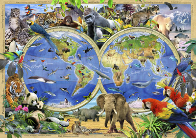 weduwnaar instant Altijd Wereldkaart Dieren Fotobehang 12842P8 - Wallpaperphotomurals.com